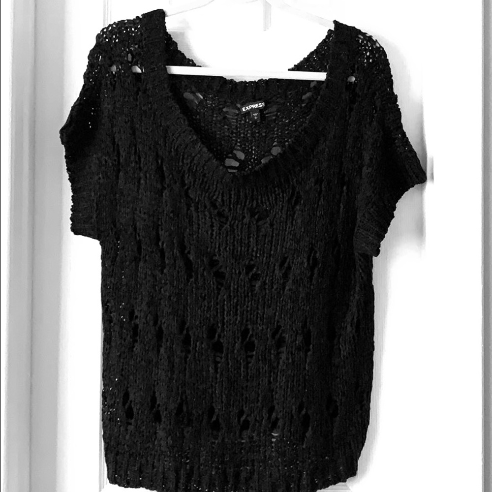 Express off the shoulder black knit sweater large